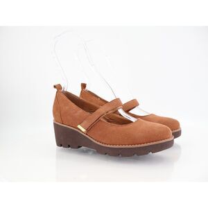 Vionic Alma Mary Jane Pump Wedge Size 6 Wide Leather Brown Orthotic Shoes